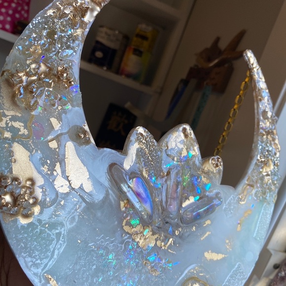 Crescent Shaped Quarts Crystal infused Wall Decor - Picture 3 of 9